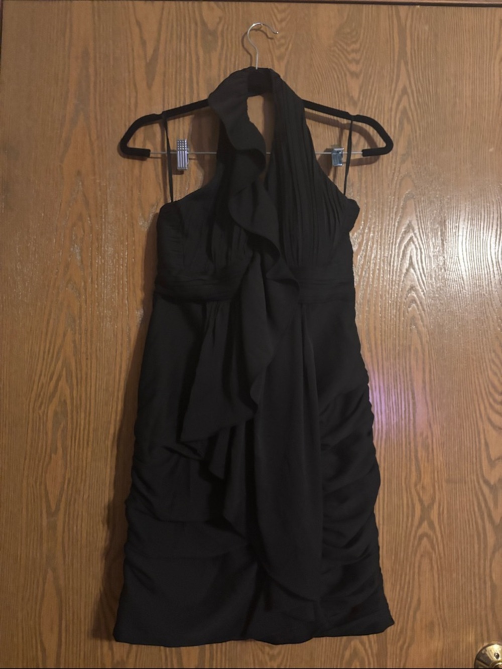 Minuet Black Halter Neck Ruffle Cocktail Dress Size M